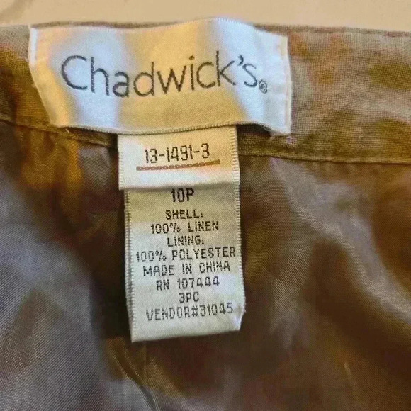 Chadwicks Womens Linen Wide Leg High Rise Pants Tan Brown Size 10P - Picture 9 of 10